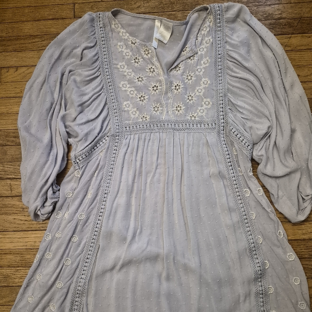 Light Blue Embroidered Boho Shirt